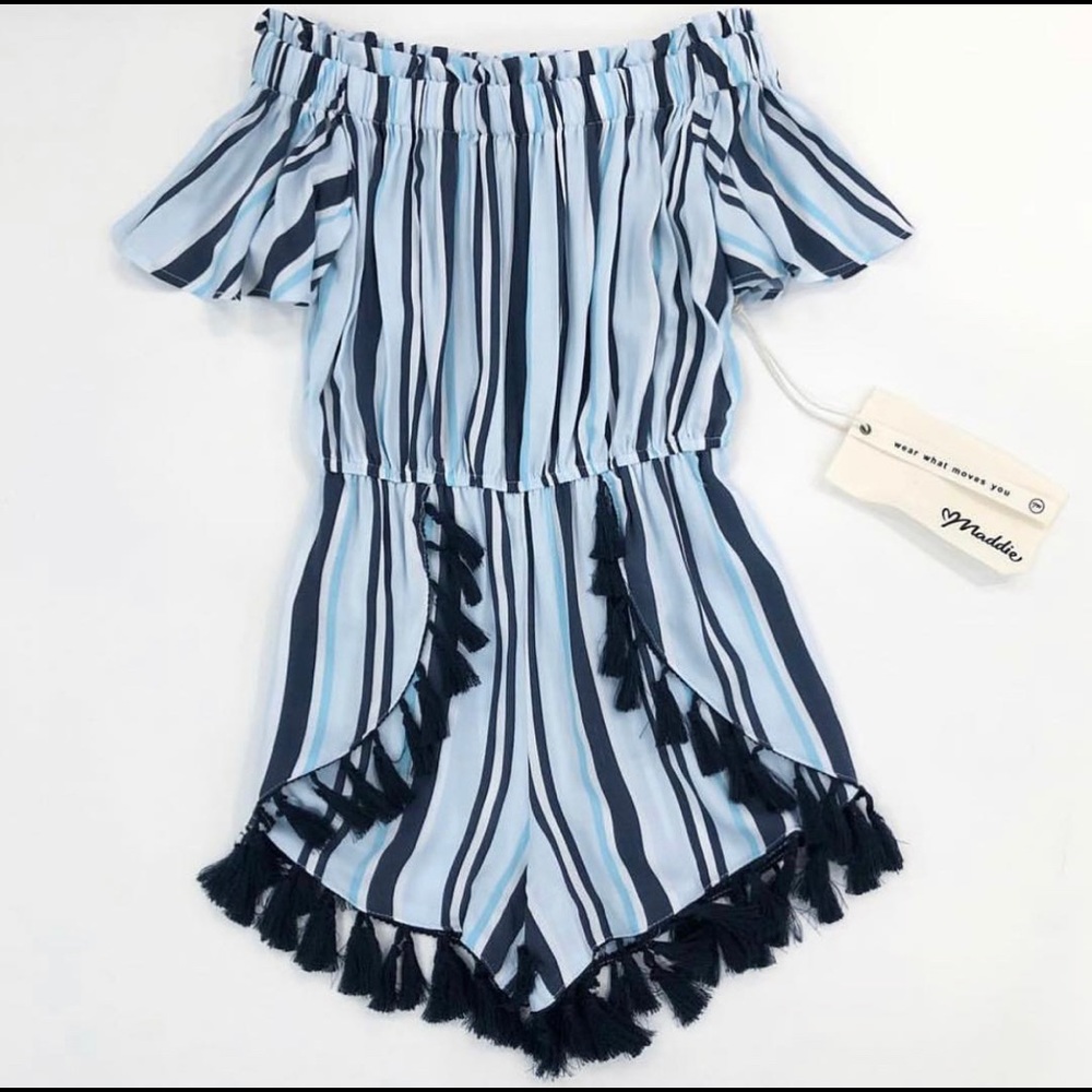 MADDIE ZIEGLER BLUE STRIPED ROMPER (CHILD M)